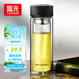 富光 男女士双层玻璃杯 水杯 支持团购定制 304杯子泡茶杯400ML黑