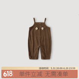 巴厘小猪（BALIPIG）宝宝背带裤秋季灯芯绒裤子儿童连体裤女童休闲百搭长裤男童连身裤 咖色 90 cm