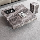 致美丽轩 意式方形大理石茶几客厅简约现代别墅大平层户型高端岩板茶几 威尼斯棕加厚岩板【1M方茶几】