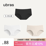 ubras女士内裤女抗菌底裆中腰三角裤黑色+白色+瓷肌色L