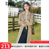 百图betu女装秋季新款风衣小众气质款中长款时髦风衣女2308T58 卡其 M