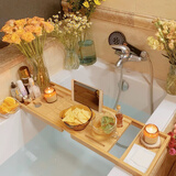 木丁丁 日式泡澡缸架可伸缩置物架防滑ins泡澡手机架多功能托盘泡澡神器 可伸缩浴缸架