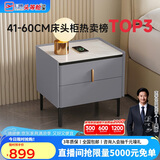 芝华仕（CHEERS）岩板奶油风床头柜简约卧室床边小型收纳柜子芝华士无线版G037蓝