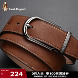 暇步士（Hush Puppies）男士皮带针扣休闲裤带头层牛皮时尚腰带男棕色520礼物送男朋友