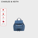 CHARLES&KEITH菱格大容量柔软多用背包书包双肩包包女包生日礼物CK2-60151400 Denim Blue深牛仔蓝色 S