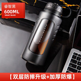 天喜（TIANXI）玻璃杯塑玻杯男女士泡茶杯茶水分离杯便携办公室水杯 睿智黑600ML【双层防摔升级】
