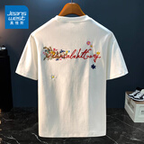 真维斯重磅薄款刺绣T恤男2026新款夏季短袖衣服半袖圆领潮牌体恤衫 白色 ZEN7325 M 建议体重110-130斤