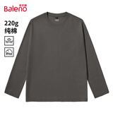 班尼路（Baleno）长袖男士t恤男春秋季220G纯棉重磅纯色休闲上衣宽松男女款打底衫