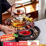 高茗（gaoming）电围炉煮茶家用室内全套网红电陶炉煮茶器煮茶炉中式插电烤茶套装 陶石炉+烤网+素风壶 900ml