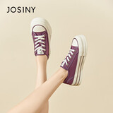 卓诗尼松糕厚底帆布鞋2025秋季新款小白鞋女鞋运动板鞋休闲鞋子 紫色 37