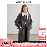 VEGA CHANG毛呢大衣女2025年秋冬新款撞色领显瘦气质羊毛呢大衣 常规 版 L