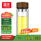 富光男女士双层玻璃杯 高硼硅玻璃304茶隔水杯子 带茶隔泡茶杯320ml