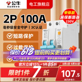 公牛漏电保护开关保护器断路器32a空开漏保2p63a电闸家用总闸电源开关 2P 100A带漏电保护【升级窄体】