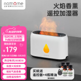 北欧欧慕（nathome） 香薰机仿真火焰加湿器卧室家用办公室夜灯桌面迷你低噪空气增湿机送好友礼物NJH18送女友礼物 三档定时 远程遥控【冰川白+精油4瓶】