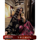 三吉黑花【祈愿】新中式国风冬季羽绒服90鹅绒2024新款超好看百搭 黑金(鹅绒) M