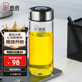 希诺（HEENOOR）玻璃杯男女士单层加厚大容量办公家用透明杯子便携带盖泡茶水杯 本色（带滤网） 530ml