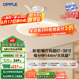 欧普（OPPLE）风扇灯吊扇灯多档调色LED照明Ra95北欧餐厅卧室吊灯冰风白 呵护光
