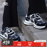 茵宝（Umbro）[罗一舟同款]官方飞船鞋复古休闲鞋男鞋运动鞋厚底女鞋 黑色/烟灰（男女同款） 42