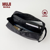 无印良品 MUJI 锦纶笔袋 文具盒文具袋简约立体 铅笔盒 大容量尼龙收纳 黑色 宽19*高８*厚6.5cm