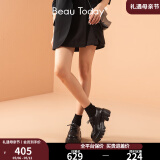 BEAUTODAY英伦风厚底乐福鞋女鞋子2025新款春季法式气质小皮鞋子女增高单鞋 经典黑  36