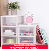 爱丽思（IRIS） 桌面收纳盒抽屉式办公室透明整理盒文具品塑料储物箱化妆收纳盒 3个装 10L  BC-330(面宽21.7cm)