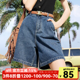 百图betu女装夏季新款牛仔裤高腰百搭显瘦A版牛仔短裤女2403T82 牛仔色 L