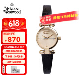 薇薇安·威斯特伍德（Vivienne Westwood）西太后手表女士小表盘女表石英表皮表带生日礼物送女友金色同款 黑色女表 VV090GDBK 23mm