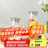 乐扣乐扣（LOCK&LOCK）凉水壶耐热玻璃泡茶柠檬水果水杯子带把家用大容量玻璃茶水杯1.2L