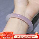 泽心雅玉玉髓手镯少女款天然A货冰种玉髓紫罗兰紫色圆条细款 内径56-57【适合95-105斤】