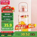 希乐运动水杯男女tritan材质健身水杯大容量网红学生塑料杯2.0L莲花红