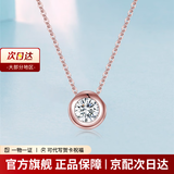 老庙 S925锆石白银套链O字链素链时尚百搭颈链锁骨链七夕情人节礼物 玫红色 约：2.9g