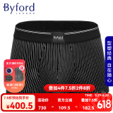 百富（BYFORD）男士平脚裤EUC棉弹力四角内裤舒适中腰运动条纹商场款送礼红MW735 MW735-黑色-无扣子 1条 L