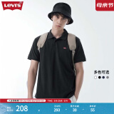 Levi's李维斯情侣同款美式复古潮流休闲商务宽松翻领短袖polo衫 黑色0005 S