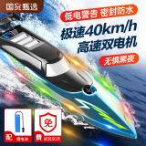 诺巴曼灯光遥控船高速快艇模型电动船游艇赛艇男孩玩具六一儿童节礼物