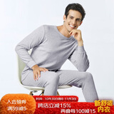 铜牛男士内衣棉毛圆领秋衣秋裤套装 10花灰 175/100 