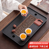 琦轩源茶盘家用托盘茶具沥水现代轻奢干泡台仿乌金石茶台蓄排水大号