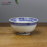 荣窑坊 老款景德镇陶瓷器正德饭碗青花玲珑釉下彩面碗汤碗大碗玲珑碗小 RZKG01-B 4.5英寸正德饭碗