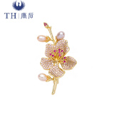 唐后正品天然白玉兰花胸针高档女淡水珍珠奢华别针新年 【新版白玉兰花】天然淡水珍珠
