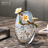 南初先生珐琅彩雪浪轻奢琉璃花瓶花器客厅书房办公室摆件乔迁之喜开业礼品