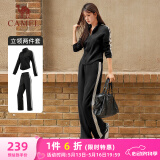 骆驼（CAMEL）立领健身女装撞色修身两件套运动服 Y24CAWL6620 幻影黑 M