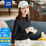 唐狮（TonLion）2021打底衫女内搭长袖T恤半高领短款上衣 无绒/黑色/二批 M 