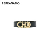 菲拉格慕（Ferragamo）男士牛皮金扣板扣式腰带黑色/棕色675542 586940 105