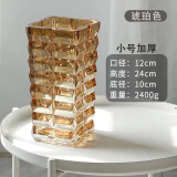 军英（JUNYING） 军英 玻璃花瓶彩色磨砂透明水培植物插花瓶客厅餐厅摆件花瓶 JY825琥珀色花瓶12*24CM 24cm 1只装