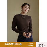 独束大码女装【发热防静电】百搭打底衫女显瘦秋冬新款胖mm针织衫 棕咖色 XL
