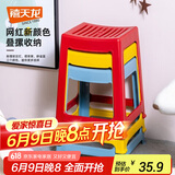 禧天龙塑料凳子家用休闲椅子加厚防滑凳板凳方凳换鞋凳故宫红D-2022
