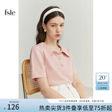 FANSILANEN范思蓝恩22FS2703 法式针织衫短袖t恤女夏季宽松显瘦Polo领上衣 粉色 M