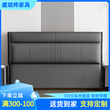 轻奢简约实木双人床头板单买免拆洗科技布床靠背软包新款可定制 深灰【科技布】送货到家 1.8米长床头