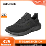 斯凯奇（Skechers）父亲节礼物|男鞋夏季透气百搭休闲鞋一脚蹬减震运动网面鞋 全黑色/210281-BBK 39.5