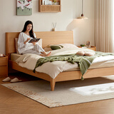 林氏家居双人床1.5米x2米实木床脚1.8米主卧室北欧原木风床架林氏木业UB1A 【排骨架|常规款】多功能床+床垫A 1.5x2.0米
