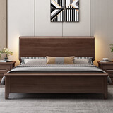 双叶胡桃木全实木床1.5米现代简约新中式主卧带灯高箱储物1.82025新款 胡桃木单床 1500mm*2000mm气压结构